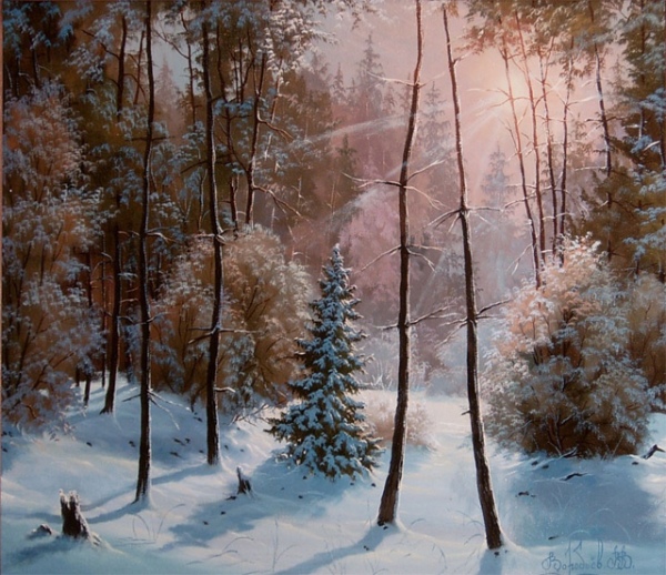 На пейзажах Владимира Воробьева в основном изображен льговский лес