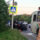 Под Курском в ДТП с ПАЗом машина перевернулась на крышу