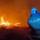 В Курском районе масштабное горение травы угрожает жилым домам