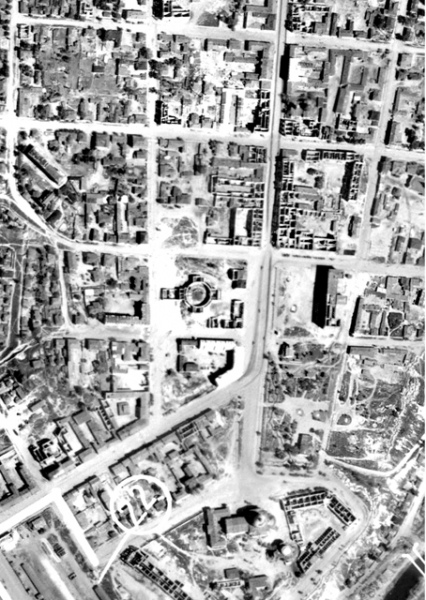 Фрагмент немецкой аэрофотокарты Курска. Май-апрель 1943 года. Красная площадь и окрест