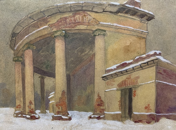 Ротонда в Лазаретном саду. Разрушена в 1930-х годах. Рисунок архитектора Д. Г. Васильева Ротонда в Лазаретном саду. Разрушена в 1930-х годах. Рисунок архитектора Д. Г. Васильева